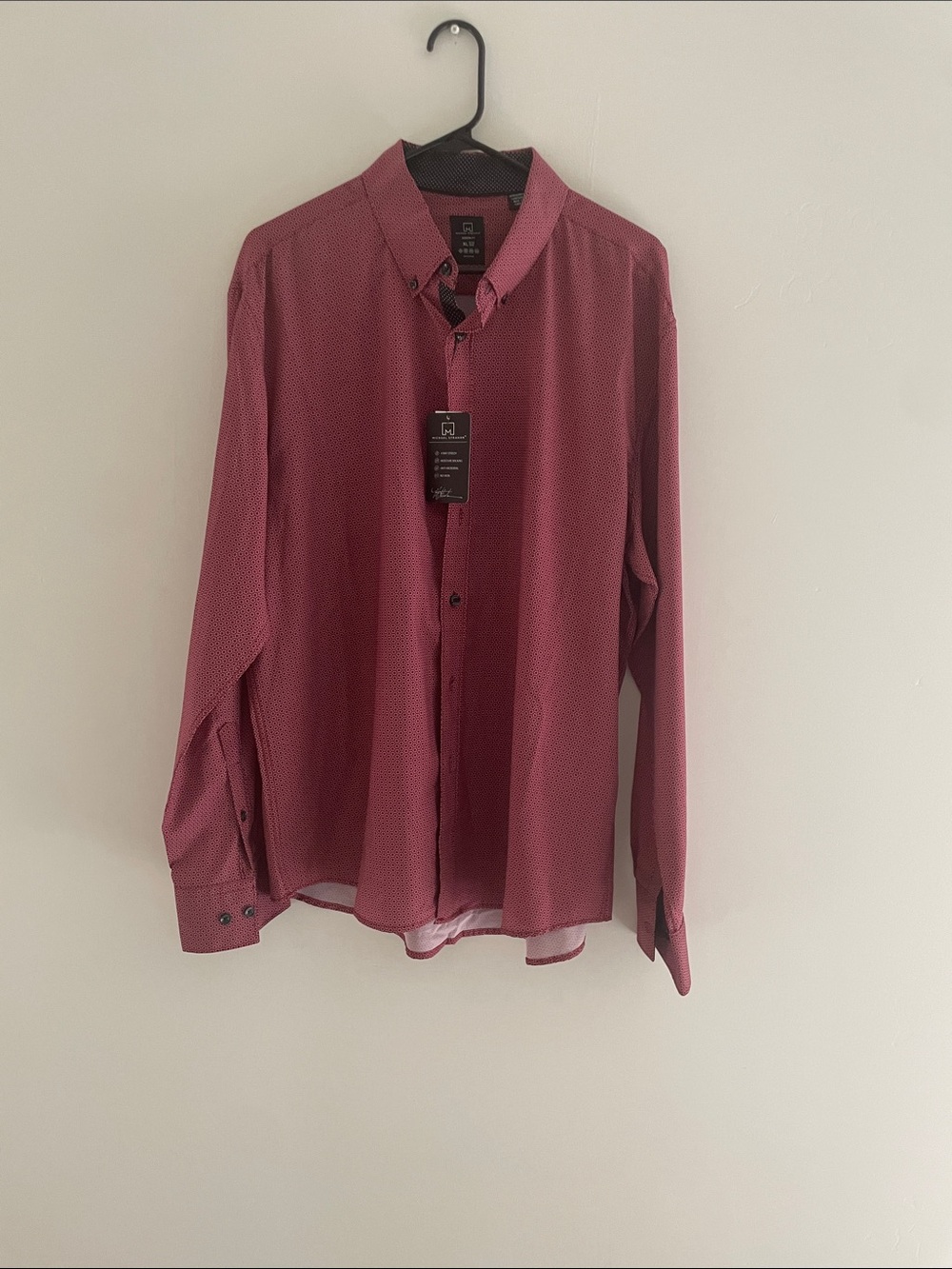 Men's Long-Sleeve Dress Shirt in Burgundy by Unknown Brand